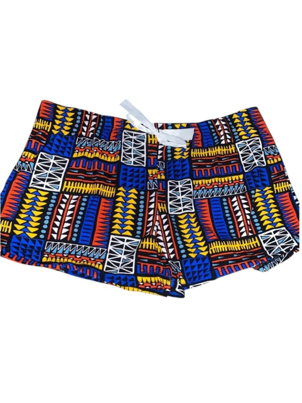 Colorful Geometric Print Pajama Lounge Sleep Shorts Red Blue Yellow XL